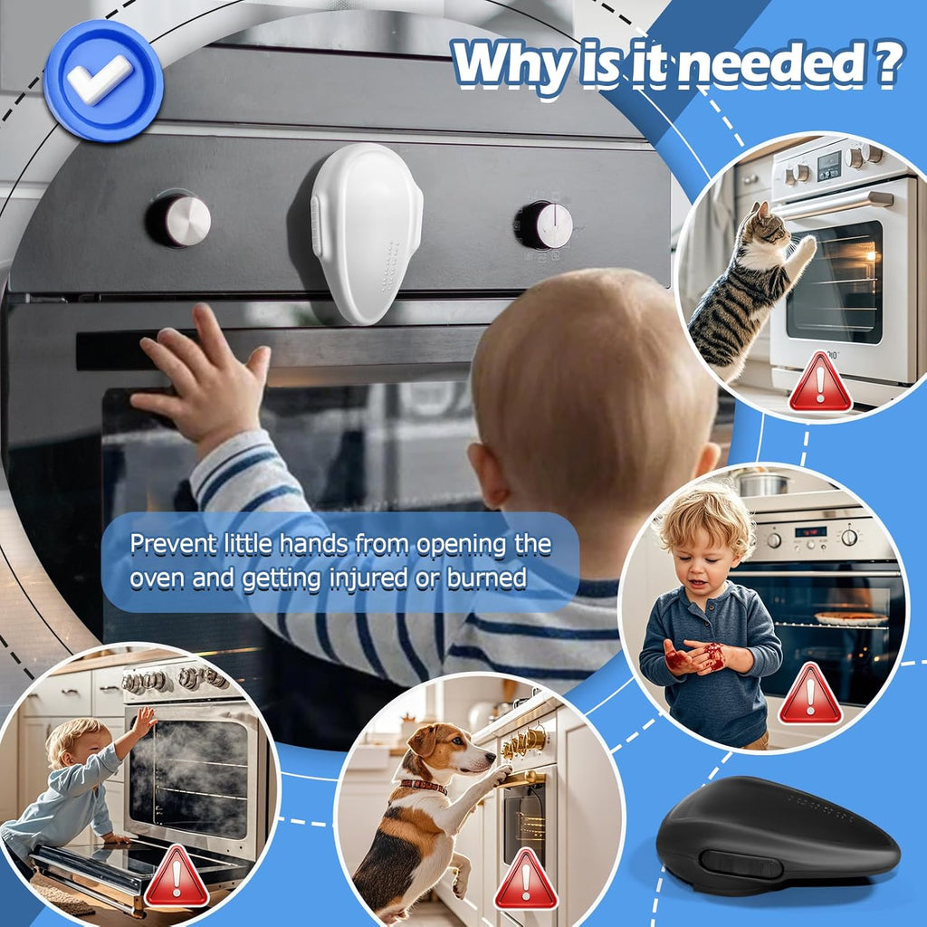 Childproof Oven Door Lock, MCOTOP (2Pack) Oven Safety Lock, Heat-Resistant Material no Tools Need or Drill, Oven Door Lock Child Safety Easy to Install (White)