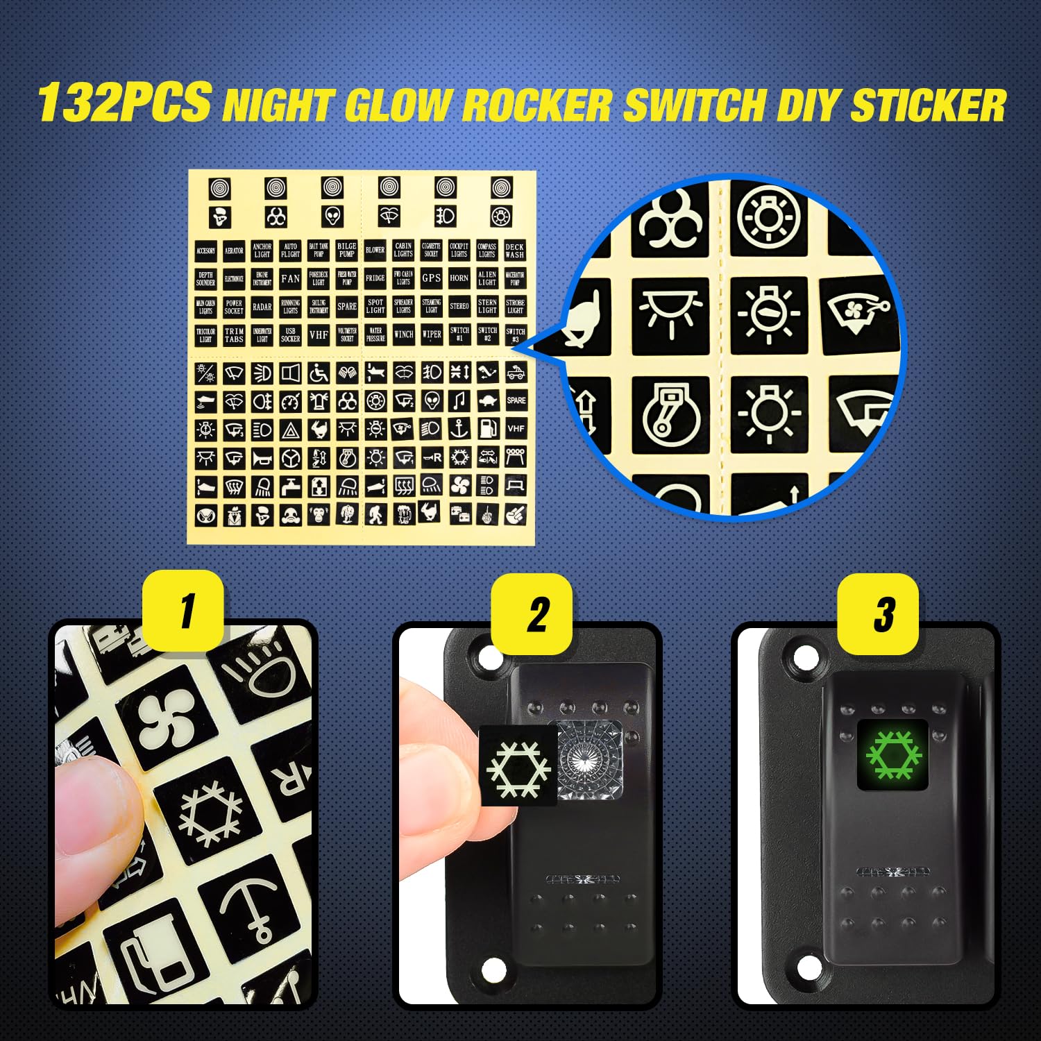 Nilight 3 Gang Aluminum Rocker Switch Panel 5 Pin ON Off Pre-Wired Pinkish Purple Toggle SPST 12V 24V Night Glow Stickers for Cars Marines Boats Campers RVs