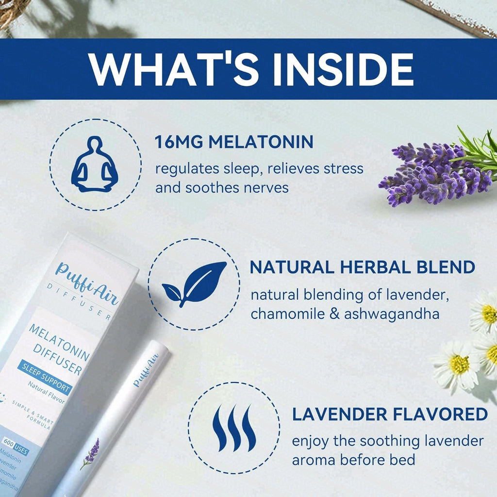 PUFFIAIR Energy to Ease Duo Herbal Diffuser Pen Set | Caffeine and Melatonin Inspired Blends | Blue Orange | 2 Count