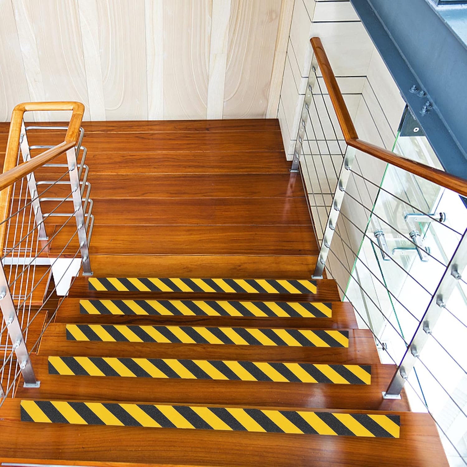 COSIMIXO 1" x 35Ft Black&Yellow Heavy Duty Anti Slip Tape for Stairs Outdoor/Indoor Waterproof Grip Tape Safety Non Skid Roll for Stair Steps Traction Tread Staircases Anti-Slip Strips