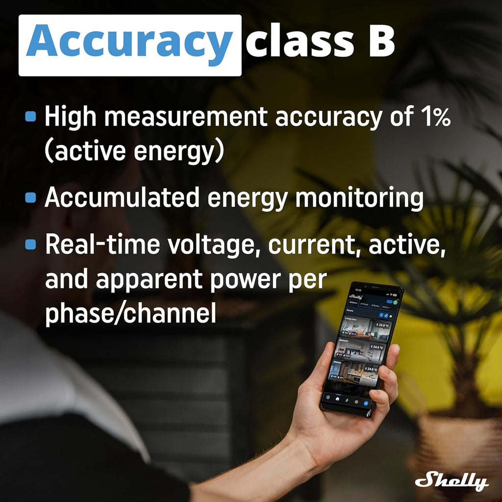 Shelly Pro 3EM 3CT 63 | Wi-Fi & LAN 3-Phase Professional Smart Energy Meter | DIN Rail | Home Automation | Compatible with Alexa & Google Home | iOS Android App | No Hub | Photovoltaic Ready