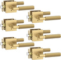 Asidrama 6 Pack Champagne Bronze Privacy Door Handles, Door Lever with Door Knobs Indoor for Bedroom or Bathroom, Heavy Duty Door Handles Interior with Locks for Left Right Sided Doors