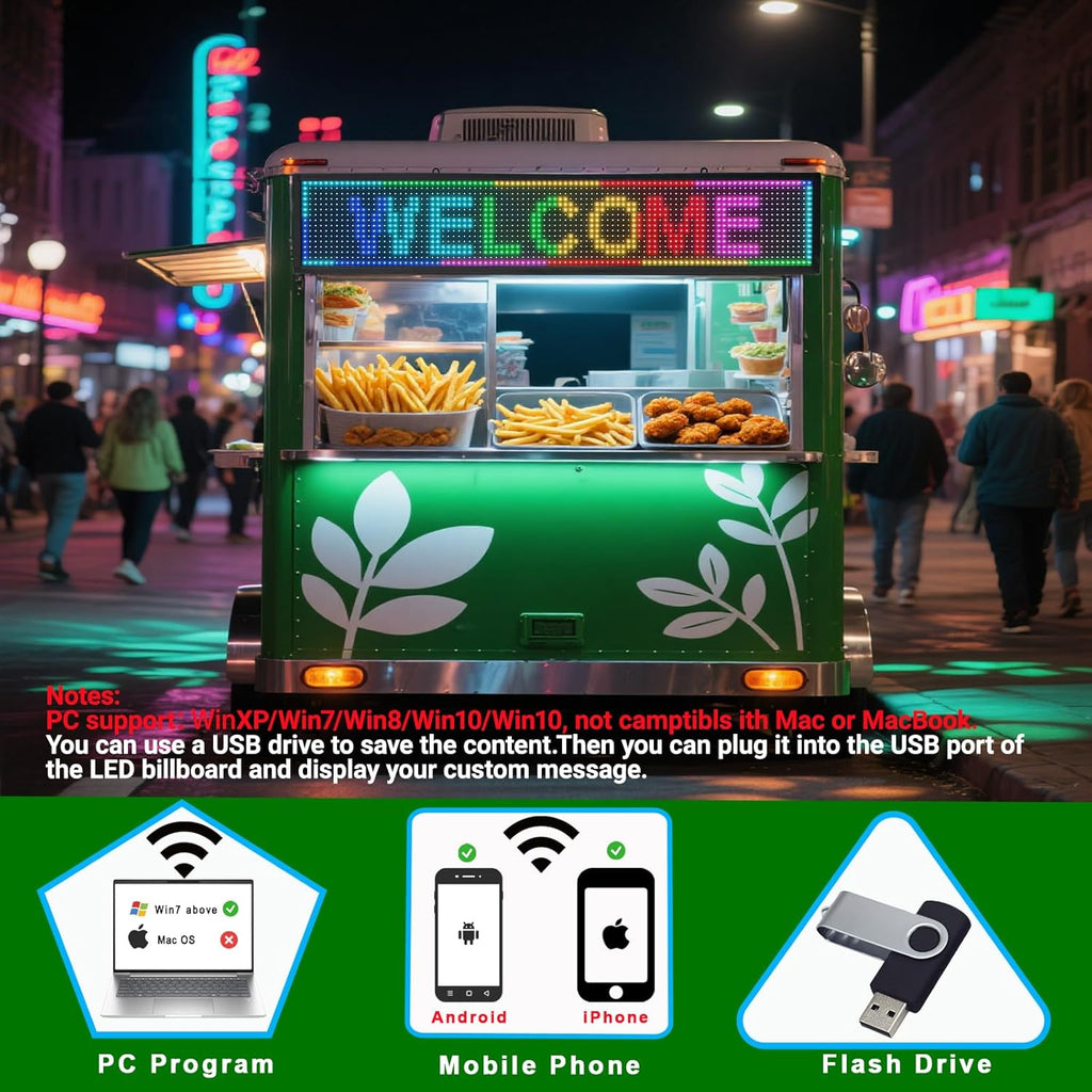 P10 Srolling LED Sign Programmable Outdoor IP65 Waterproof Led Signs, WiFi Control High Brightness Digital LED Sign Dispaly for Business Advertising, Store, Restaurant, Commercial 39”x8”