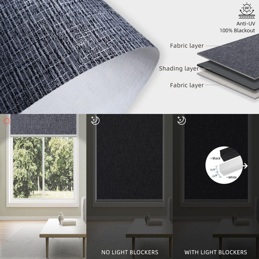 SmartWings Motorized 100% Blackout Shades Blinds, Custom Size, Cordless Window Shades Rechargeable Battery, Work with Matter/Apple HomeKit, Alexa, Thread/Zigbee, Remote Optional, Eclipse Charcoal