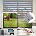 SmartWings Motorized Zebra Shades - Compatible with HomeKit, Alexa, SmartThings, Google - Remote Control Light Filtering Sheer Shades, 85% Blackout, for Smart Home/Office, Grey, Customized
