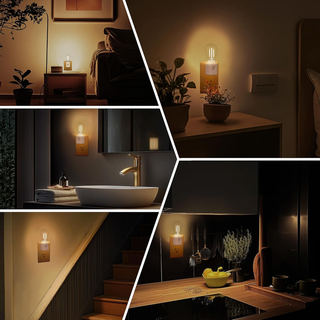LED Motion Sensor Night Light, 2-Pack, Motion Activated Night Light, Night Lights Plug into Wall Motion Sensor, 2700K Warm, Adjustable Brightness 10-100LM, for Kids Adults Bathroom Bedroom