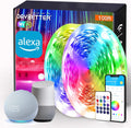 DAYBETTER Smart WiFi Led Lights 100ft - Led Strip Lights Work with Alexa and Google Assistant RGB Strip Lighting Music Sync Color Changing with App Voice Remote Control for Room Bedroom Decor 50ft*2