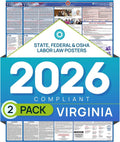 Virginia 2026 Labor Law Poster – State & Federal Compliance – OSHA, EEOC, FMLA, Minimum Wage – Durable, Laminated & Waterproof Workplace Employment Poster – Made in USA – 26” x 39.5”, 2-Pack