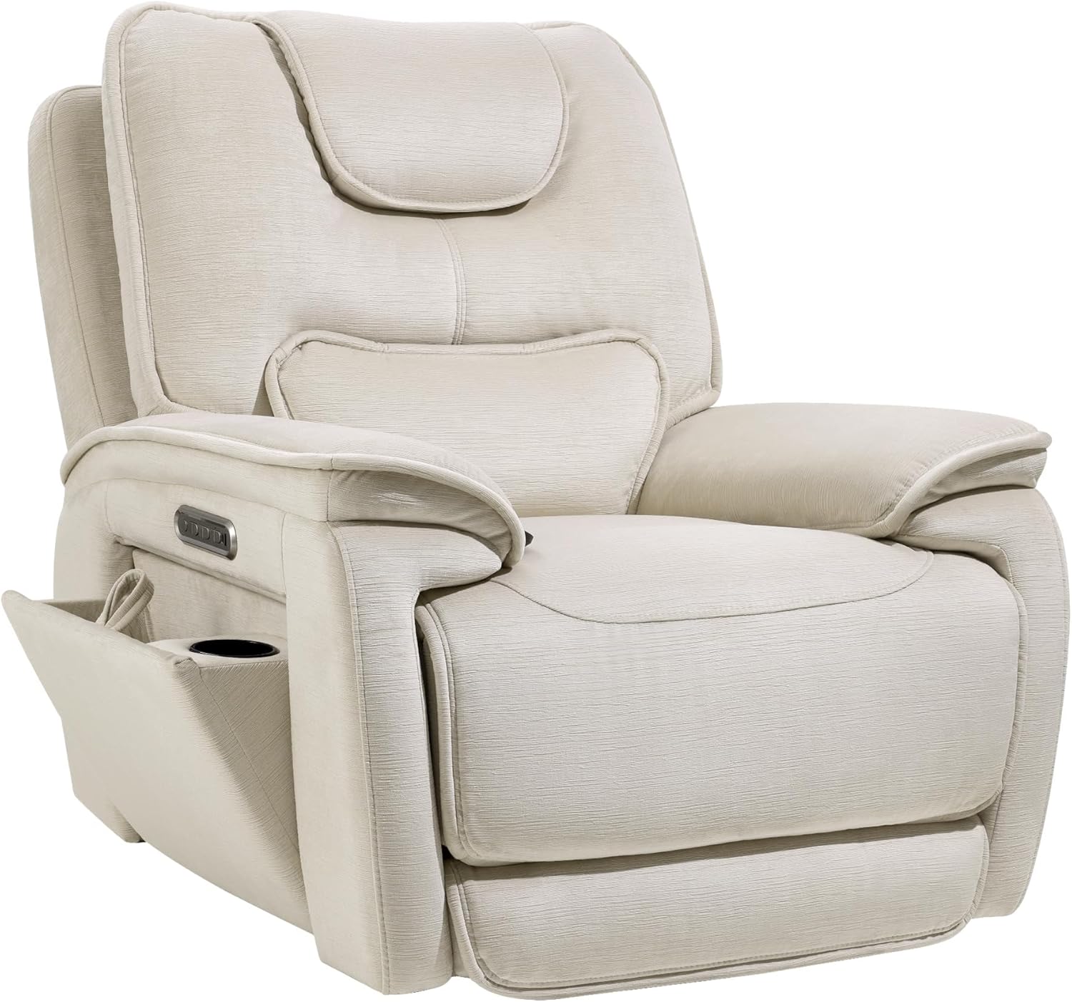 EONIX Triple Motor Lay Flat Zero Gravity Power Recliner Chair with Heat and Massage, Independent Adjustable Backrest Footrest Headrest, 400lbs Heavy Duty Medium Size, Stylish Chenille, Cream White