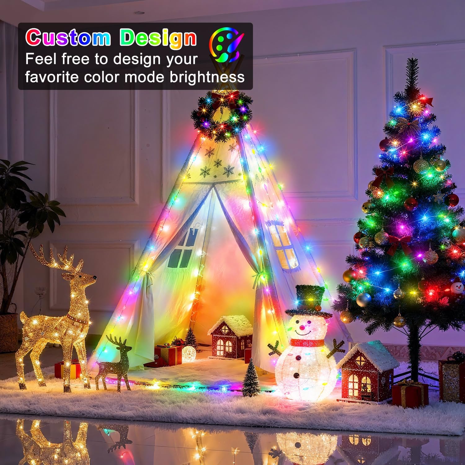 OMIKA 100FT 300 LED Smart Fairy Lights, Plug in String Lights with APP & Remote Control DIY Music Sync, Warm White & Color Changing Christmas Lights for Outdoor Indoor Bedroom Party Dorm Decoration