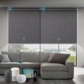 SmartWings Motorized Blackout Roller Blinds Work with Matter Homekit Z-Wave Thread Alexa Google, Smart Window Shades for Bedroom, Cordless Remote Control Customized 16"-110" W, Eclipse Anchor Grey