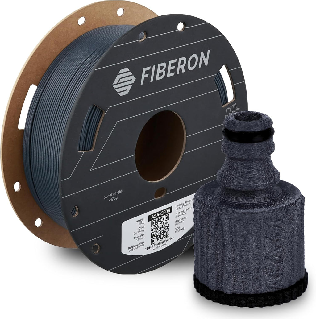 Polymaker Fiberon ASA-CF08 Dark Grey Carbon Fiber 3D Printing Filament 1.75mm 0.5KG, UV & Weather Resistant, High Rigidity, Heat Resistant, Easy to Print, Functional Parts & Prototypes