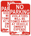 Large No Parking Sign, Violators Will Be Towed Away at Vehicle Owner's Expense Sign, 18x12 Inches Reflective Rust Free Aluminum sign, Weather Resistant, Waterproof, Fade Resistant