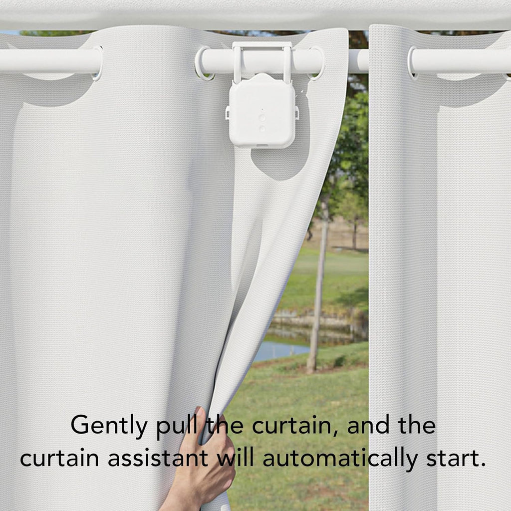 Solar Powered Smart Curtain Motor, APP Remote Control Automatic Curtain Opener Compatible with Roman Rod U Shape I Beam Tracks, with Voice Control for Home