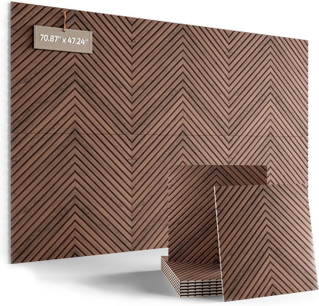 Large Felt Bulletin Board,Cork Board Alternative 70.87'' x 47.24'' Art Acoustical Wall Panels-6 Pack with 60 Adhesive Tabs,for Recording Studio/Home Offices-Walnut/Pyramid