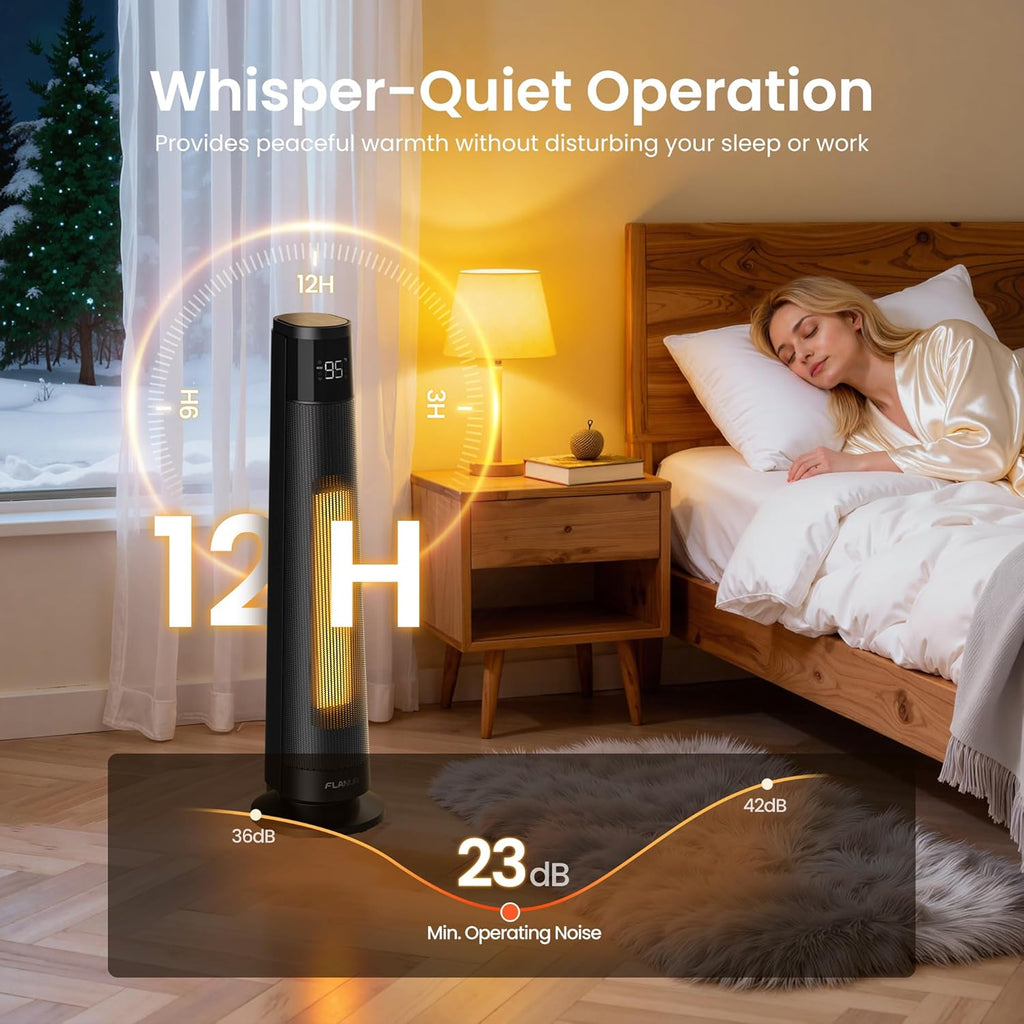 1500W Space Heaters for Indoor Use Large Room, WIFI Electric Heater with Voice Control, 5 Modes, ECO Thermostat, 12H Timer, Quiet & Safety PTC Ceramic Heater for Bedroom, Black, 1 Pack