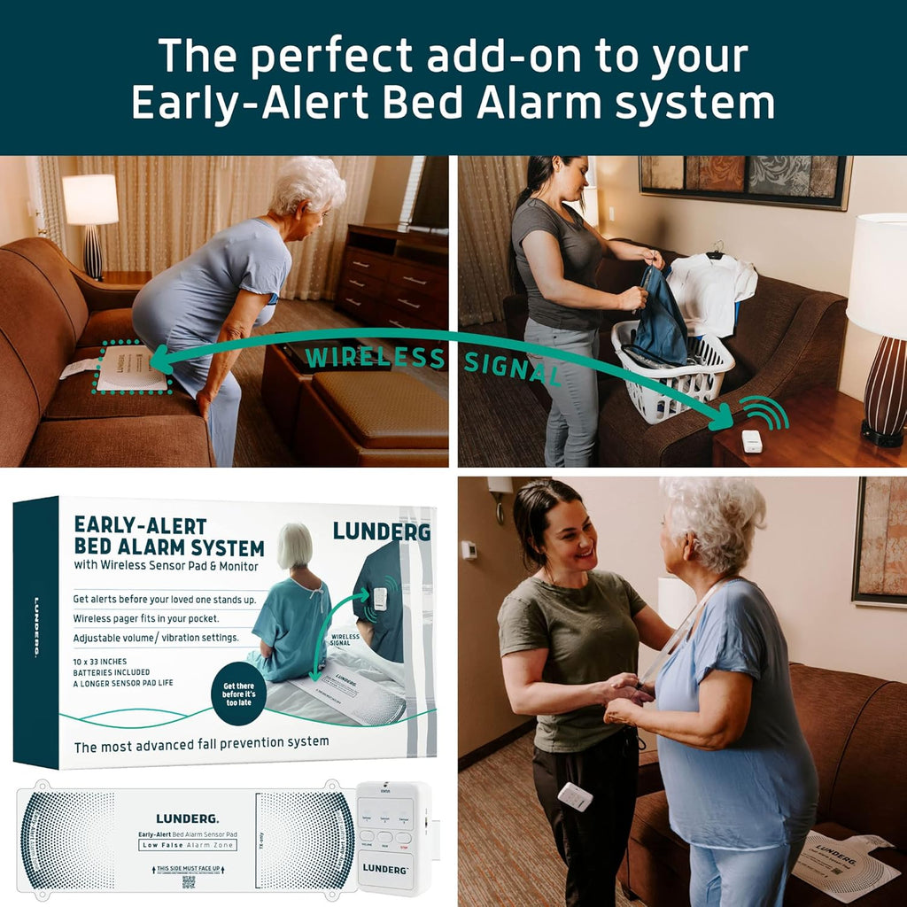 Lunderg Chair Alarm Wireless Sensor Pad - ADD-ON / Replacement - Pager NOT Included - Works with Early-Alert Bed Alarms - Fall Prevention for Elderly Dementia Patients