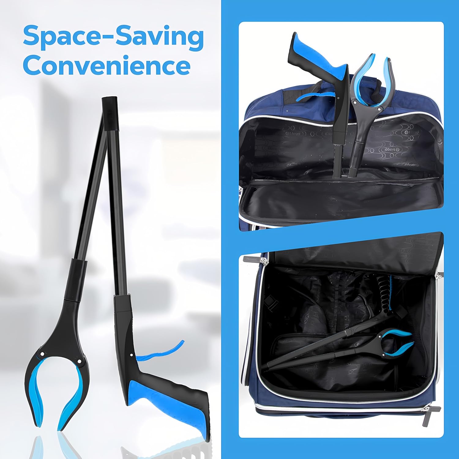 Grabber Reacher Tool - 32” Extra Long Foldable Gripper and Reaching Tool - Heavy Duty Pick Up Stick Grabbers for Seniors, Trash, Surgery Recovery Must Haves Gifts (Black Blue)