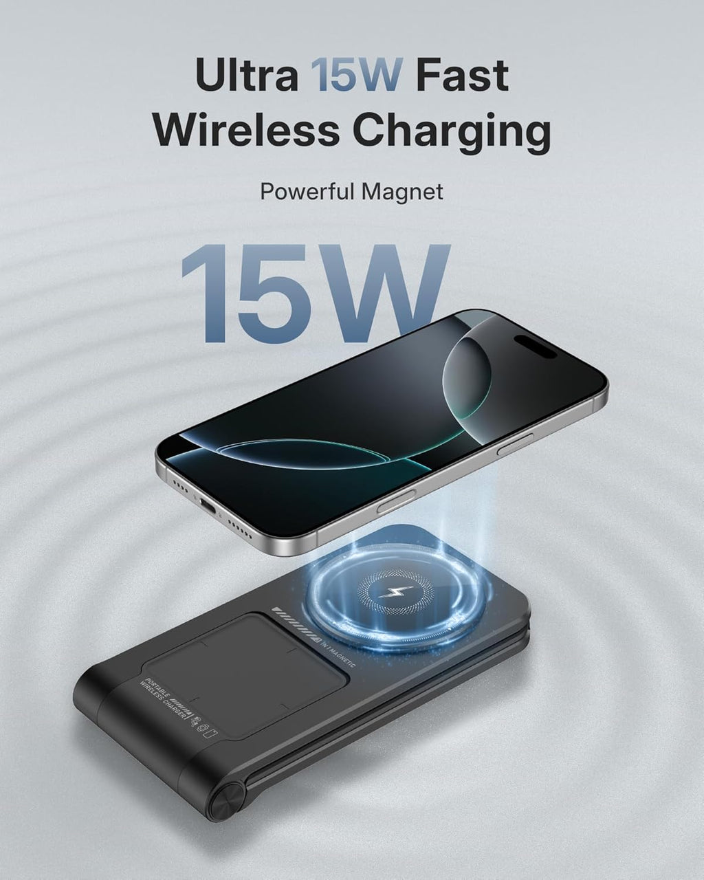 3 in 1 Charging Station for Apple Devices, Magnetic Wireless Charger Stand, 15W Foldable Travel Charging Dock for iPhone 17 16 15 14 13 12 Pro Max Plus Air & Apple Watch & AirPods 4 3 2 Pro, Black
