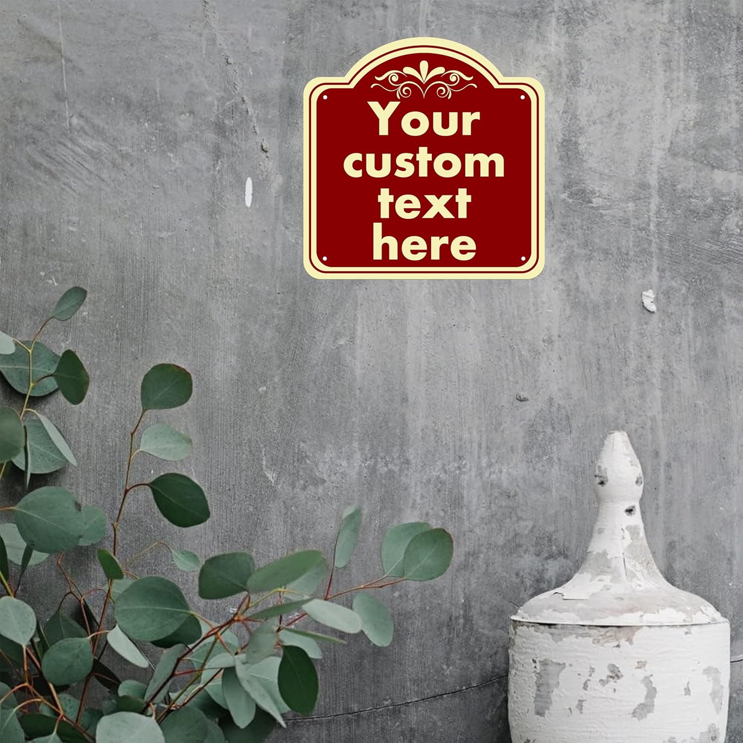 Aluminum Weatherproof Metal Sign, Custom Indoor/Outdoor Decorative Sign, Modern Style, Red, 14*14 Inch