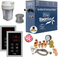 SteamSpa Executive 7.5 KW QuickStart ACU-Steam Bath Generator Package with Built-in Auto Drain in Brushed Nickel | Steam Generator Kit with Dual Control Panel Steamhead 240V | EXT750BN-A