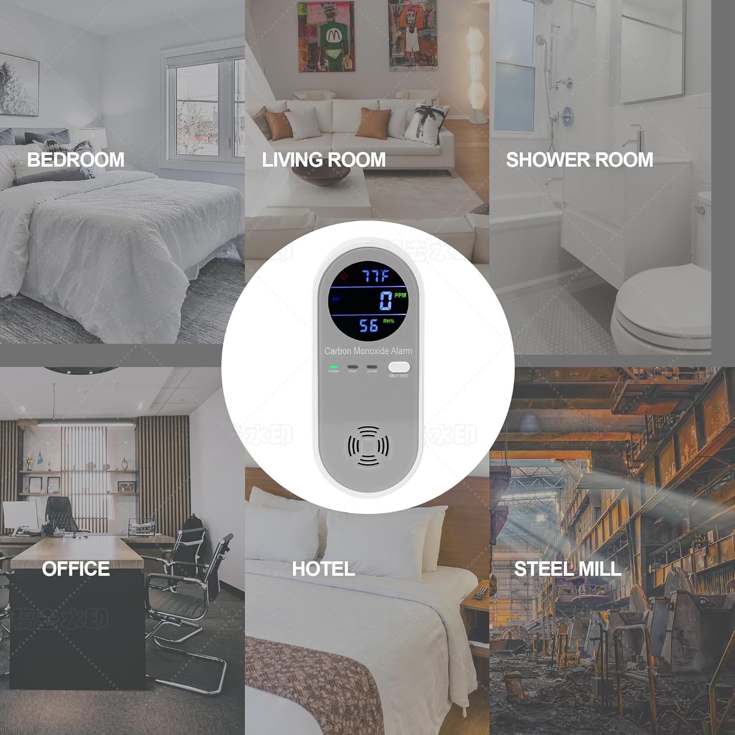 Plug in Carbon Monoxide Detector, Carbon Monoxide Alarm,Real-time Digital Display 3-in-1 Level: PPM,°F & Humidity, Co Detector Monitor for Home,RV,Apartment