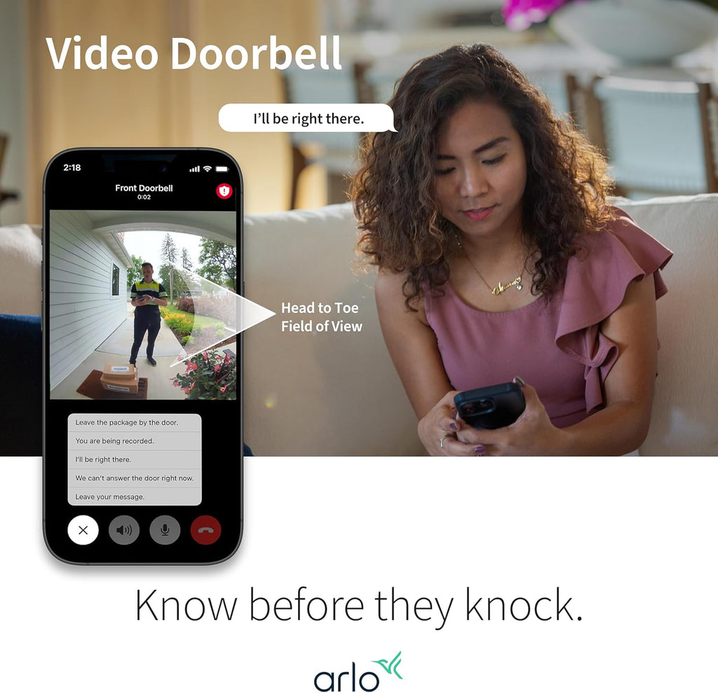Arlo Video Doorbell 2K (2nd Gen, Latest Release), Wireless or Wired Option, 2-Way Audio, Night Vision, Head to Toe Video View, Package Detection, Person & Vehicle Recognition, 1-Month Secure Plan