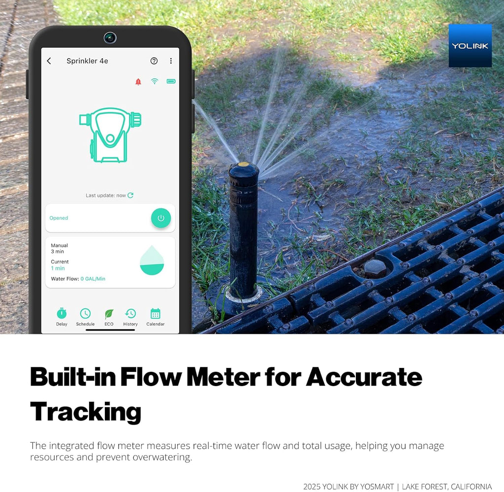 YoLink Smart Sprinkler Timer, IP66, Programmable Water Timer for Garden Hose, Rain Delay/Manual/Automatic Watering System, Digital Irrigation for Yard, Lawn, Long-Range, Hub Included, YS4103