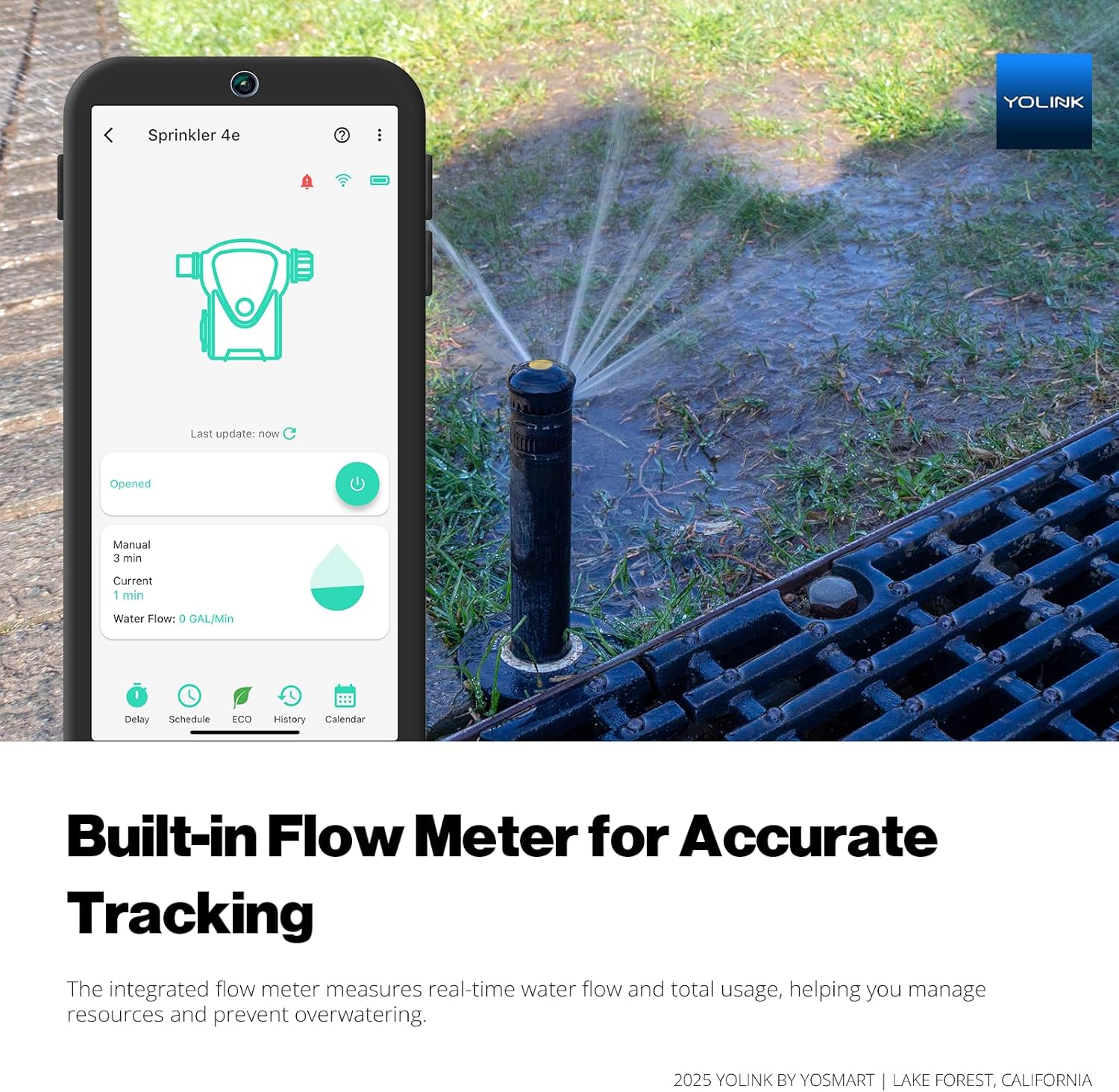 YoLink Smart Sprinkler Timer, IP66, Programmable Water Timer for Garden Hose, Rain Delay/Manual/Automatic Watering System, Digital Irrigation for Yard, Lawn, Long-Range, Hub Included, YS4103