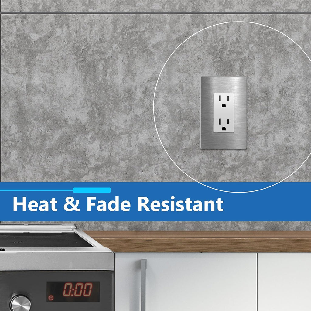 LIDER Decorator Metal Wall Plate, Temperature and Impact Resistant, 430 Stainless Steel, Screwless Cover, Modern Decoration Upgrade, Mid-Size 1-Gang 4.88" x 3.11", Stainless Steel, LSMWP-31M-SS