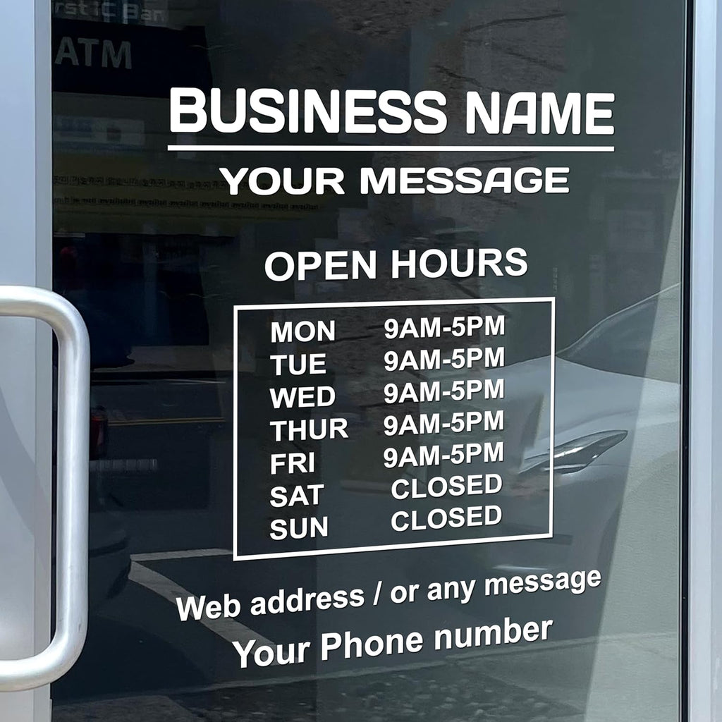Business Hours Sign for Window – Two Title Lines (Two Line-Portrait)