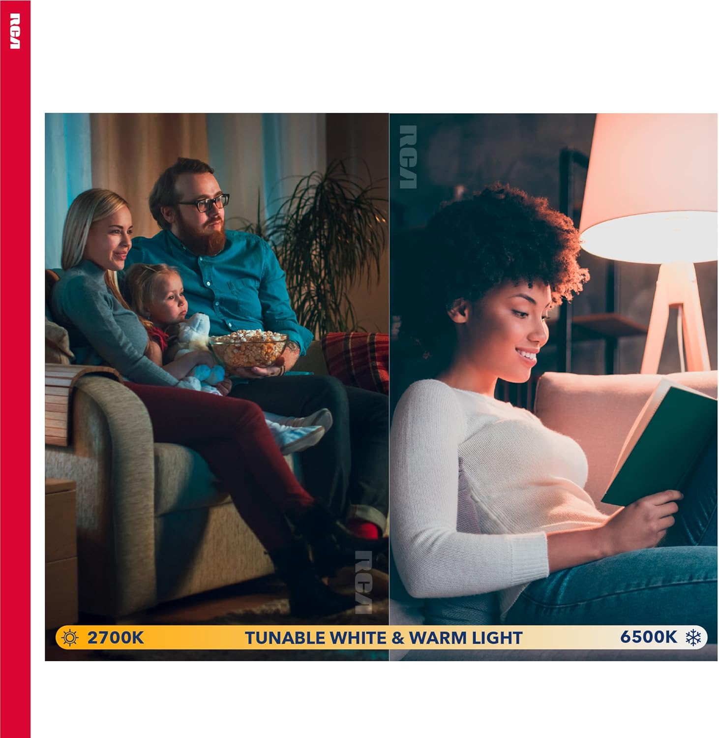 RCA Dimmable Smart Light Bulbs, BR30 WiFi LED Light Bulb, Indoor Flood LED Bulbs, 9W (60W Eq), 2700K Soft White, 720 Lumens, E26 Base, Voice Activated Lights, Google & Alexa Light Bulb, 2-Pack