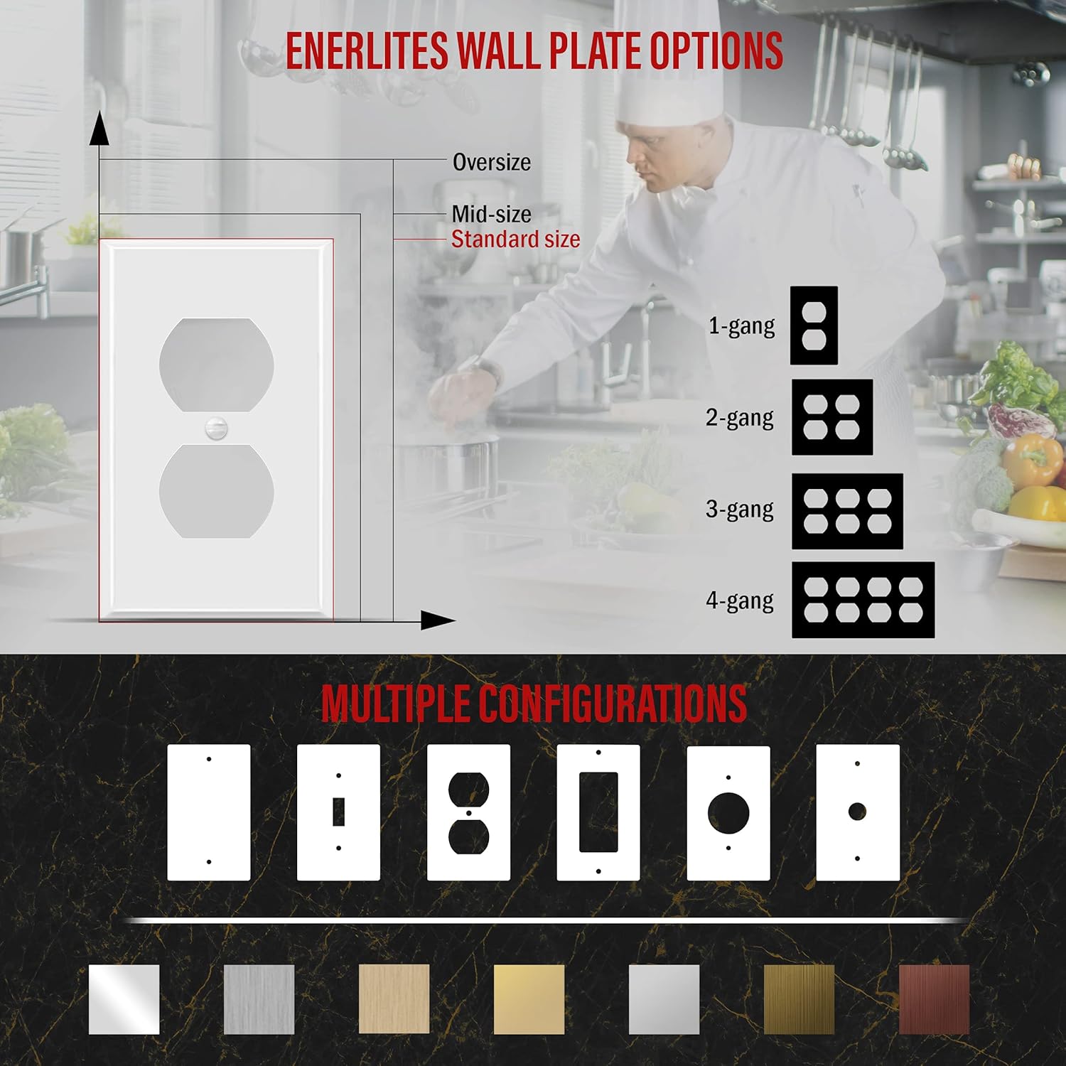 ENERLITES Duplex Receptacle Metal Wall Plate, Outlet Cover, Corrosion Resistant, Standard Size 1-Gang 4.50" x 2.76", Powder Coated Stamped Steel, 7721-WG, White Gloss