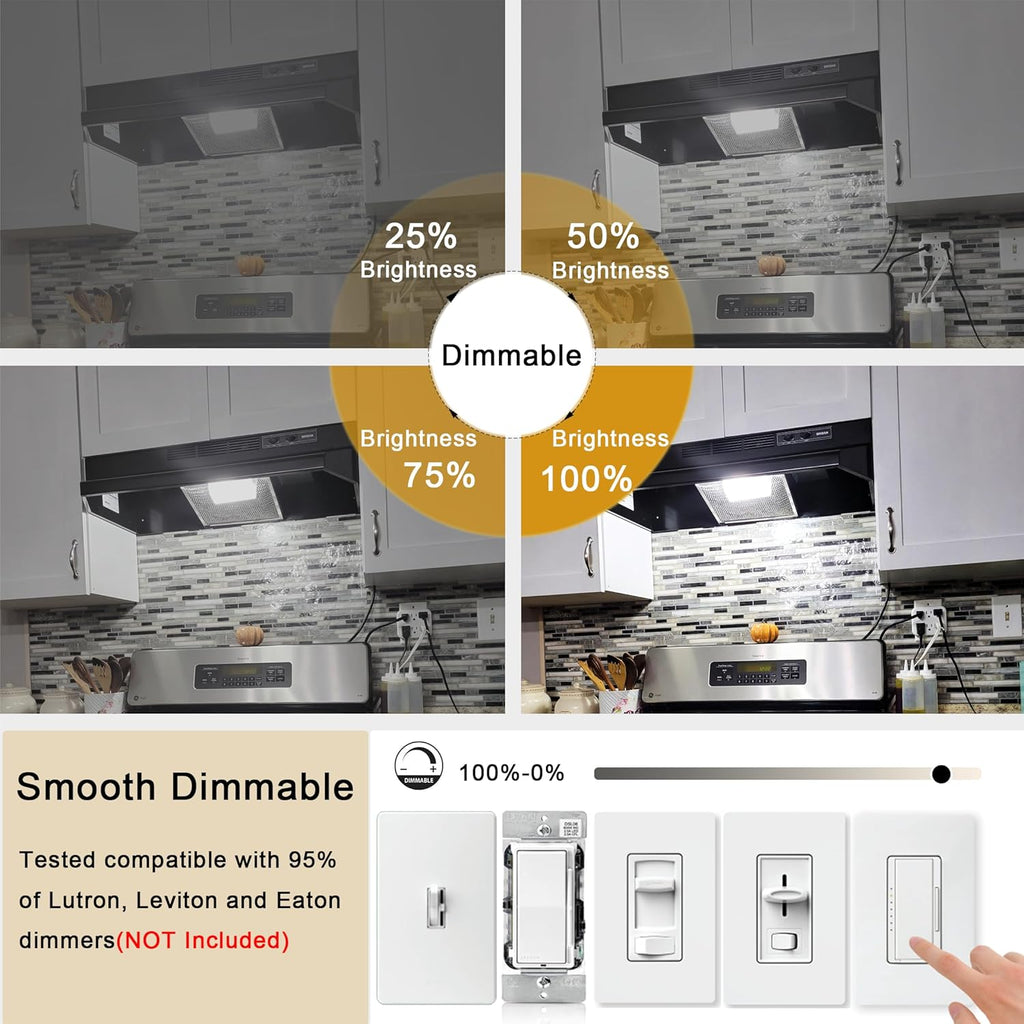 2.5 Inch E17 Intermediate Base LED Filament Bulb 360 Lumens, 5000K Daylight White Dimmable Appliance Bulb AC 120V, UL Listed T8 Microwave Light Bulbs Under Hood for Refrigerator Stove 4Pack