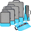 BAGAIL 4 Set/6 Set/8 Set Compression Packing Cubes Travel Accessories Expandable Packing Organizers (Half Mesh, 6-Blue)