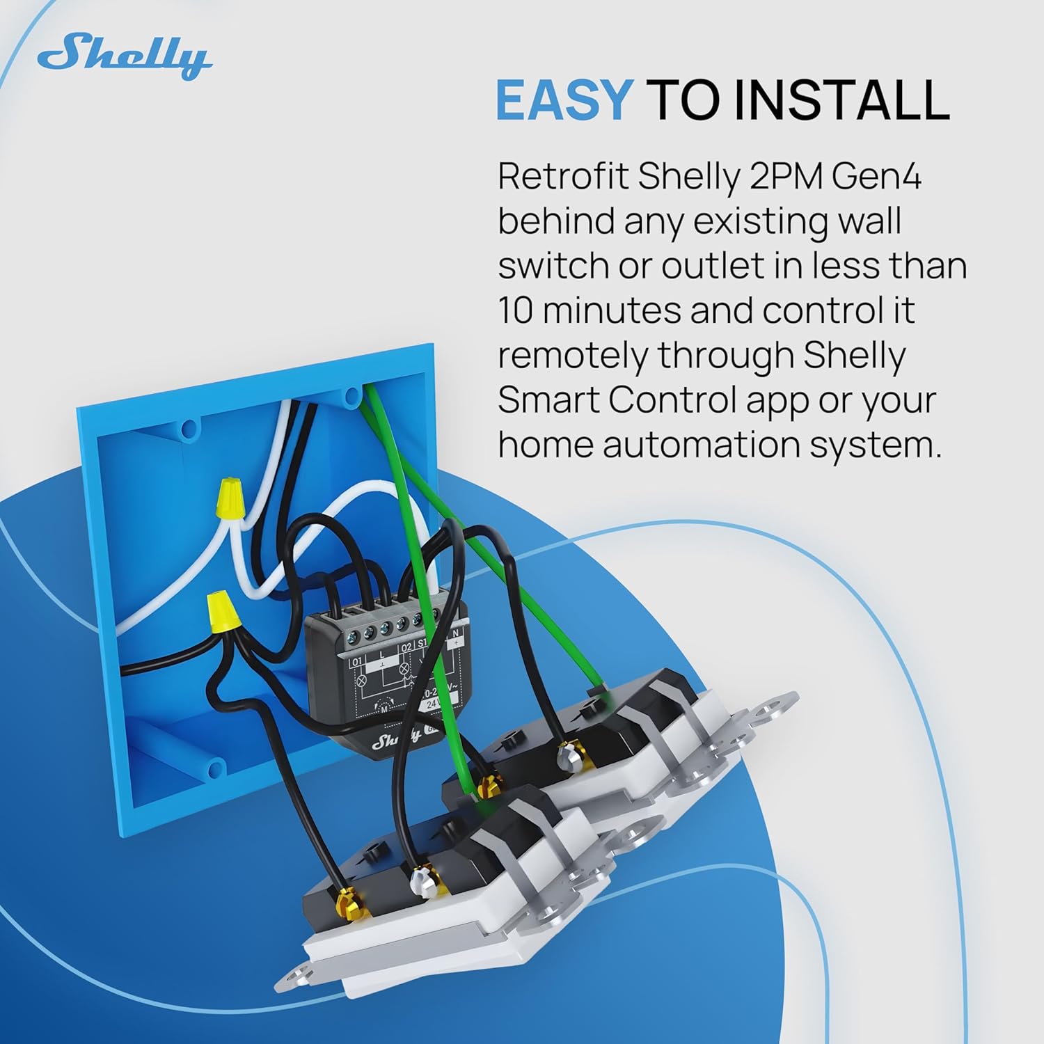 Shelly 2PM Gen4 | Wi-Fi, Zigbee & Matter 2-Channel Smart Relay Switch with Power Metering | Home Automation | Alexa, SmartThings, Google Home, HomeKit Compatible | Roller Shutters Control (4 Pack)