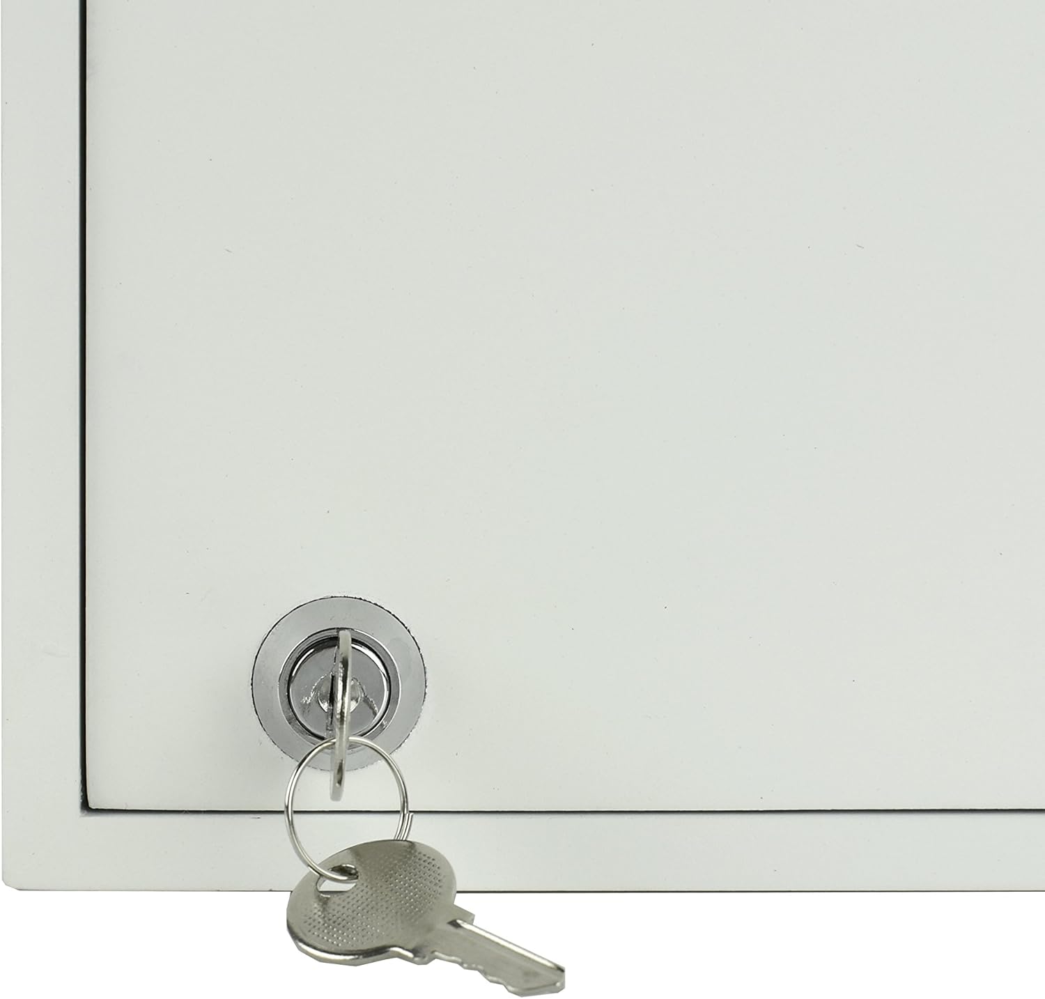 Acrimet 48-Key Cabinet with Lock, Wall Mount Wooden Key Organizer, Security Key Storage Box (48 Positions) with Numbered Hooks & Crystal Key Tags – Commercial & Home Use (White)