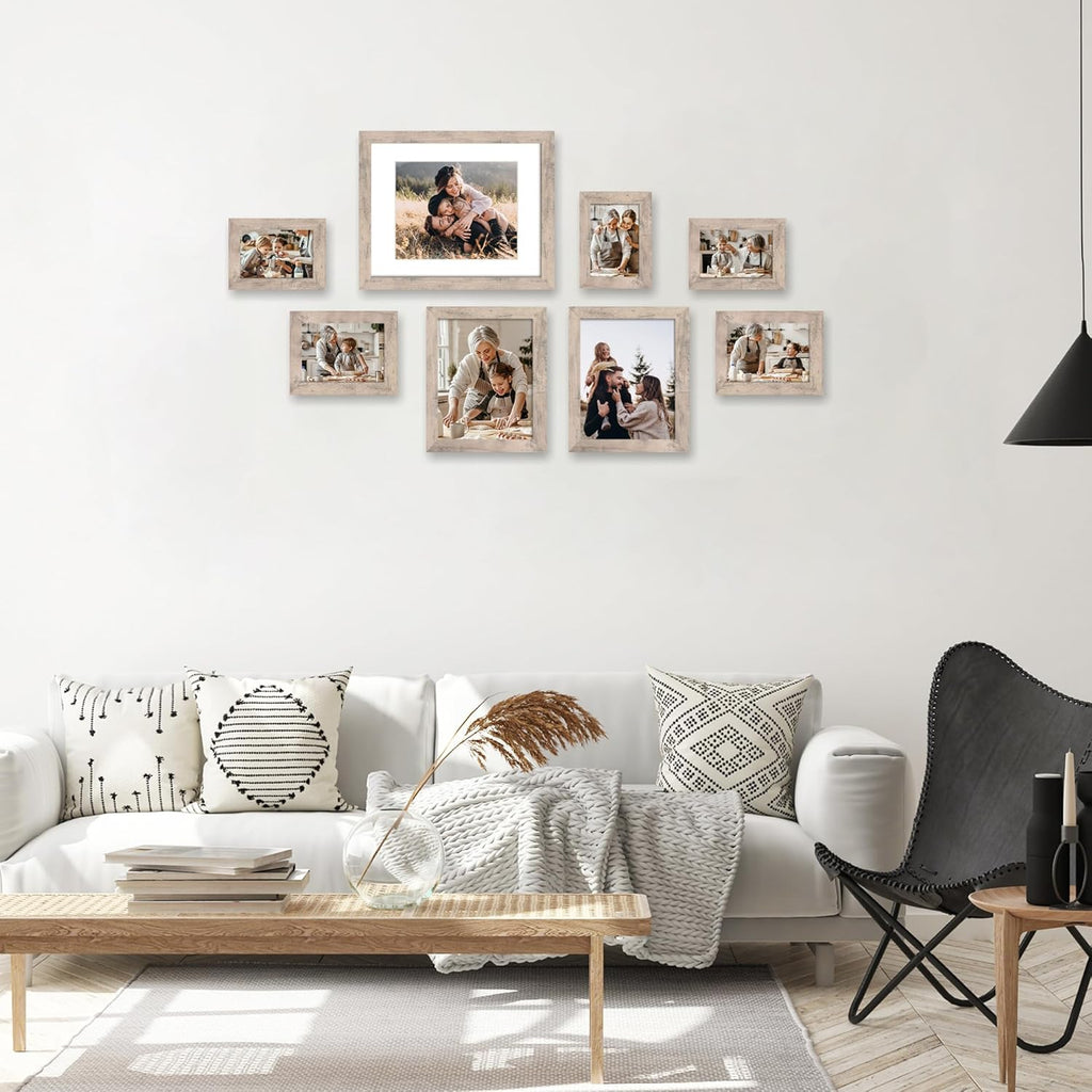 iRahmen 8x10 Picture Frame Set of 4, Smoke Gray Frame with High Definition Real Glass, 8 x 10 Wood Photo Frame for Tabletop Display and Wall Mounting