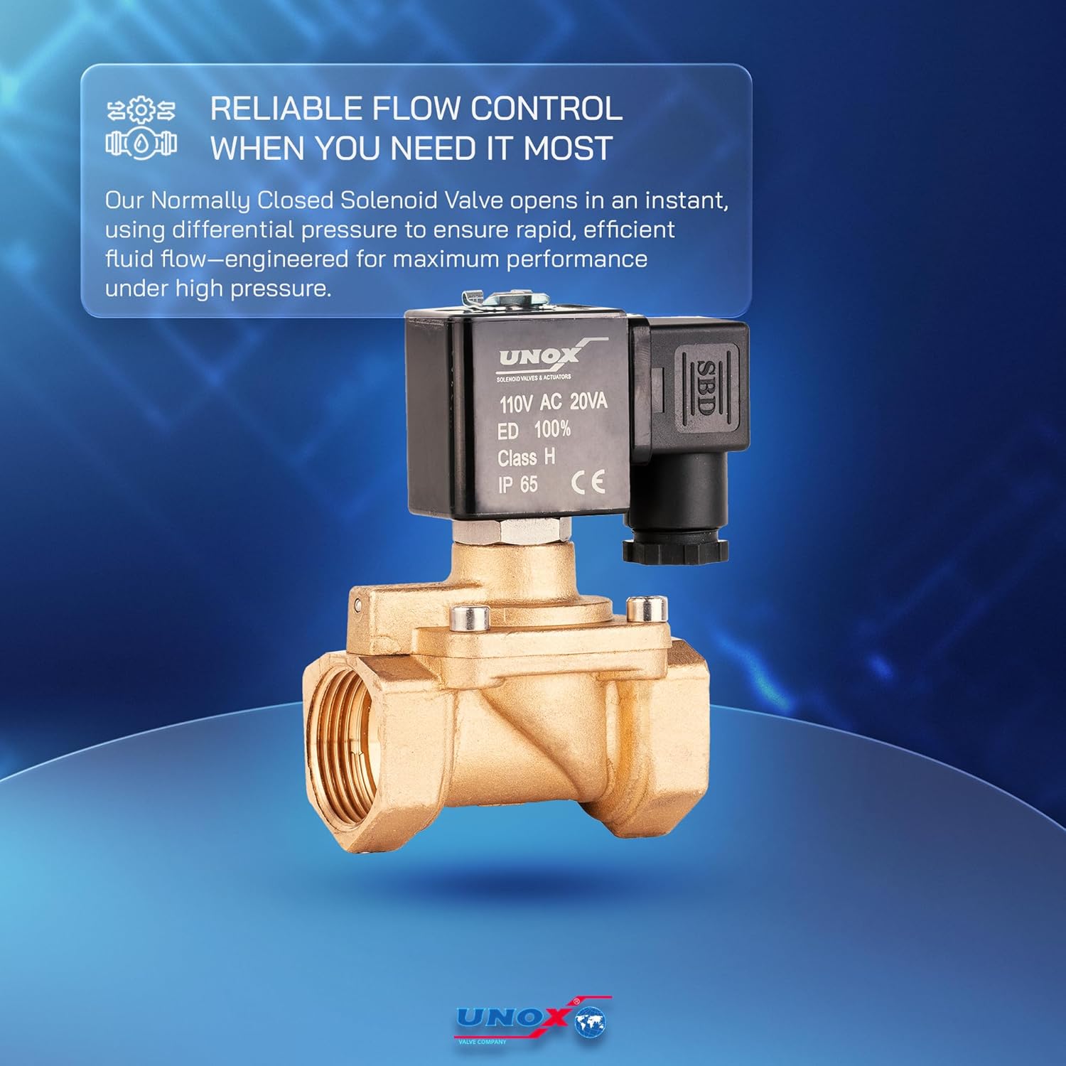 UNOX 1 inch NPT Solenoid Valve 110V AC, Brass Control Valve Normally Closed - 7-232 PSI Multi-Purpose Reliable Control Valve for Water and Air - Solenoid Valves