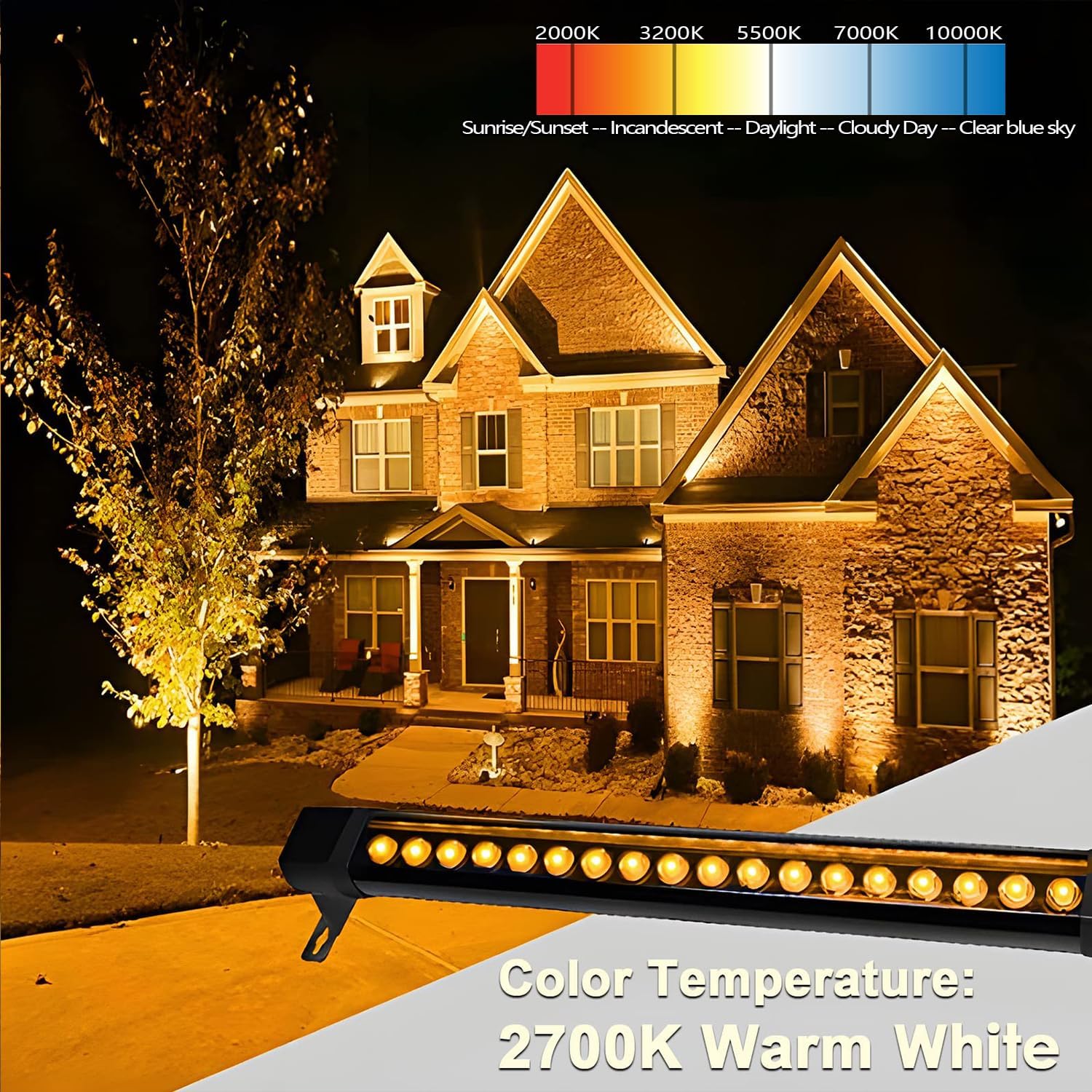72W Outdoor Wall Washer Light, 4FT 2700K Warm White LED Wall Washer Lights, 120V IP67 Waterproof LED Light Bar for Outdoor, Plug-in (2 Pack)