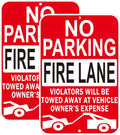 No Parking Fire Lane Signs, Red, Reflective Aluminum, 12 x 18 Inches, Weather Resistant, Wall Mount, 2 Pack