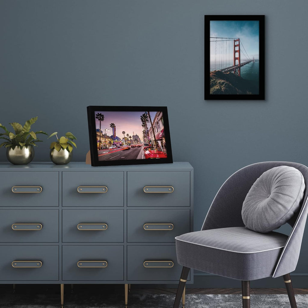 Americanflat 8x12 Picture Frame with Shatter-Resistant Glass - Signature Collection - Gallery-Style Frames Made of Engineered Wood - Photo Frame for Tabletop and Wall Display - Black