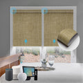 SmartWings Motorized Roller Shades Work with Homekit, Alexa Google, 100% Blackout Smart Blinds for Windows, Cordless Remote Control Window Shades, Vigor Wheat, Customized Size