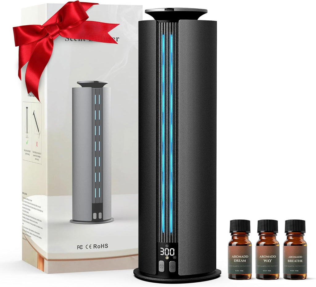 1800 Sq Ft Cordless Waterless Diffuser, 100ml Hotel Collection Diffuser Scent Air Machine for Home Cold Air Essential Oil Diffuser for Large Room Office Quiet (Black)