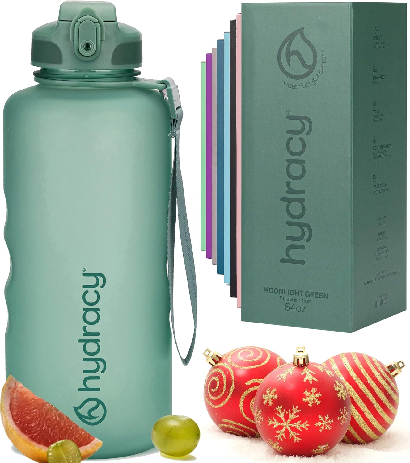Hydracy Water Bottle with Time Marker -Large BPA Free Water Bottle & No Sweat Sleeve -Leak Proof Gym Bottle with Fruit Infuser Strainer & Times to Drink -Ideal for Fitness Sports & Outdoors