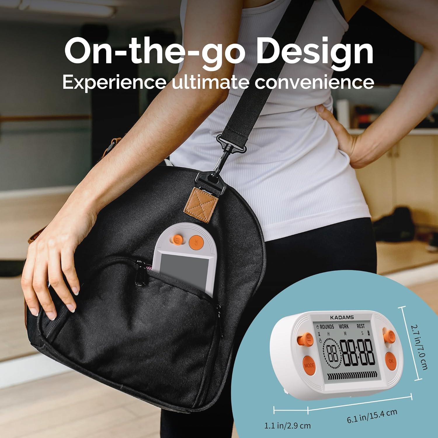 KADAMS Pomodoro Productivity Interval Timer - Countdown Stopwatch for Study, Yoga Gym Workouts Exercise HIIT Tabata with Magnets Stand (Orange)