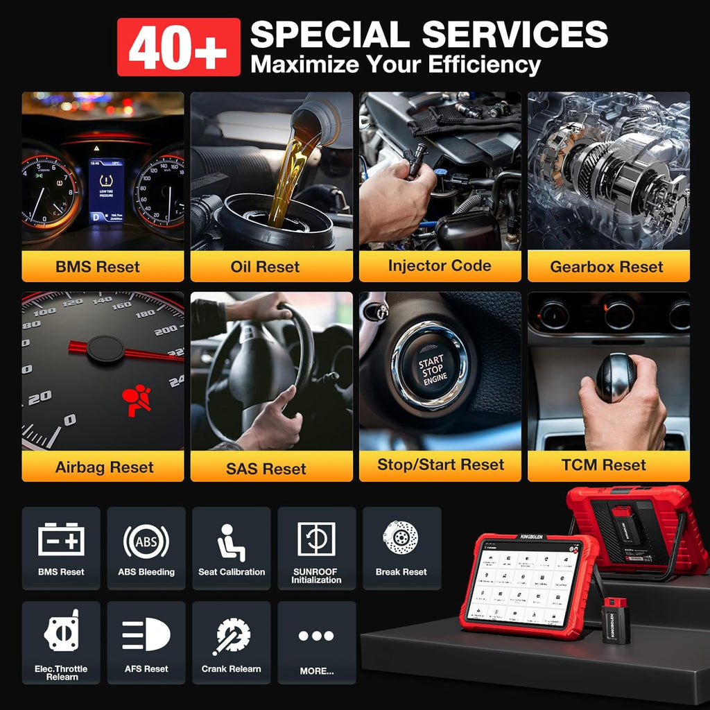 KINGBOLEN K10 Pro Full Systems 10" Car Scanner Topology Map, Bidirectional Scan Tool Bluetooth OBD2 Scanner, 41+ Reset Service, ECU Function, FCA AutoAuth, CANFD & DOIP,2 Years Update, V.A.G Guided