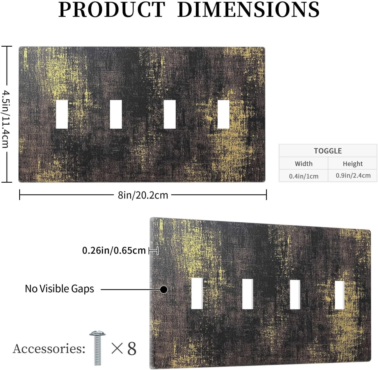 Light Switch Covers Vintage Industrial Rusty Metallic Quad Toggle Electrical Faceplate 4 Gang Wall Plate Decorative Switch Plates For Farmhouse Cabin Decor