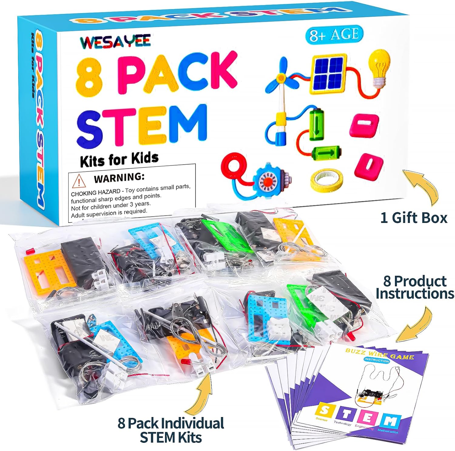 Bulk STEM Kits - 8 Set Electric Touch Maze Games, STEM Craft Kits for Kids Age 8-10 12-14 10-12, Science Experiments Projects Circuit, Girls Boys Crafts for Gift Ideas Classroom Family Activities