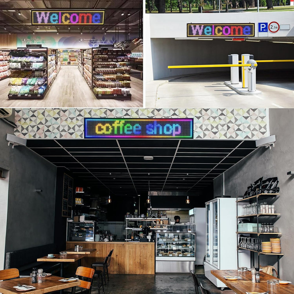 Programmable Scrolling LED Sign Outdoor Signs for Businesses Pantalla LED Para Publicidad Waterproof Digital Display Board - Custom Electronic Message Panel for Wall (Letrero) 39"X8"